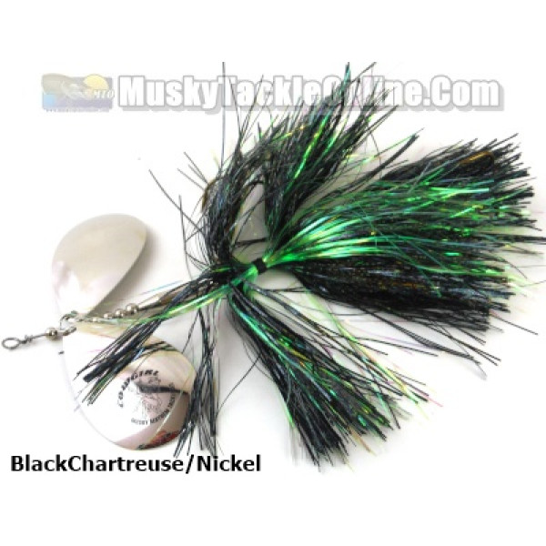 Musky Mayhem MDC Micro Double Cowgirl Bucktail Black Red Nickel