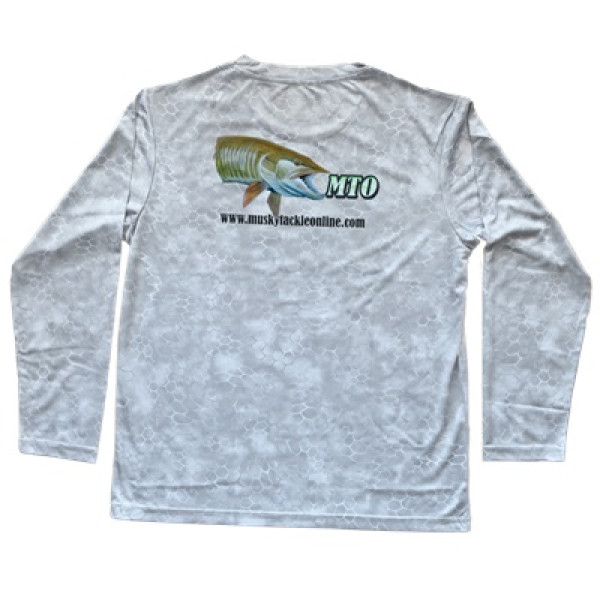 ScaleWear/MTO Long Sleeve White-Grayscale Fishing Shirt