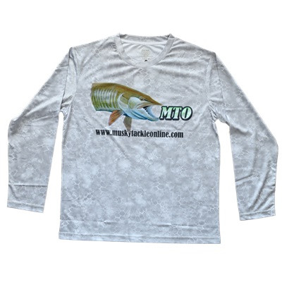 ScaleWear/MTO Long Sleeve White-Grayscale Fishing Shirt - Musky Tackle  Online