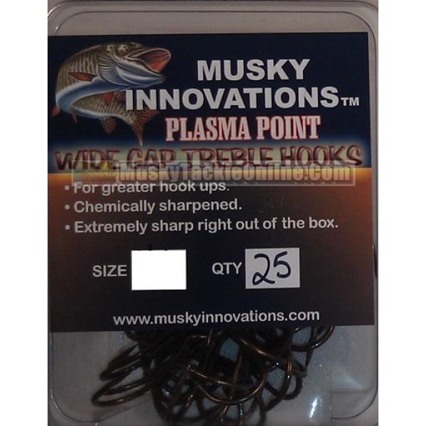 Musky Innovations Plasma Point Treble Hook - 6/0 - 25 pack - Musky Tackle  Online